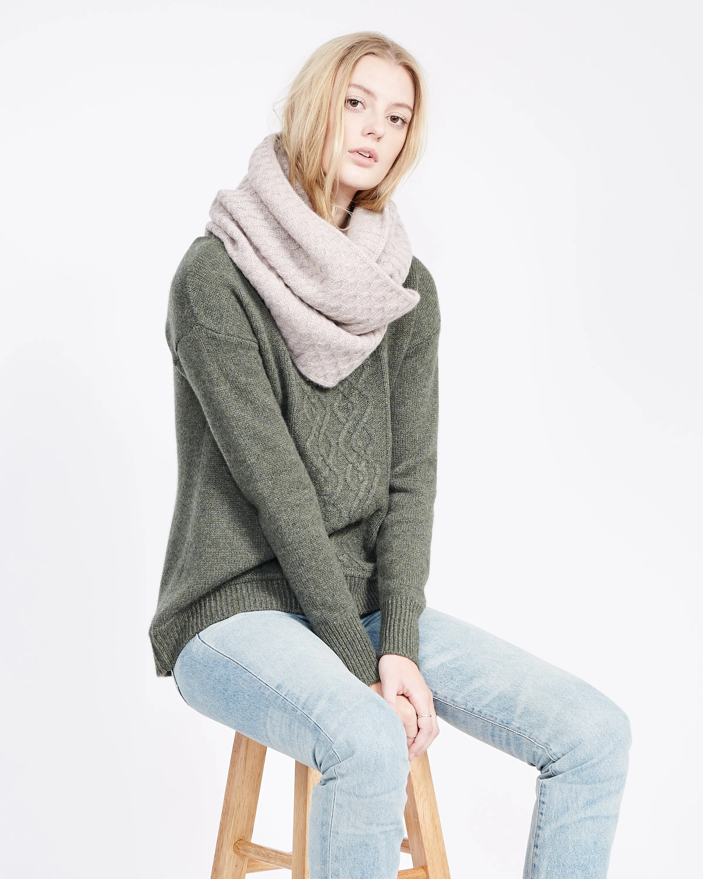 Kara Mixed Stitch Infinity Scarf