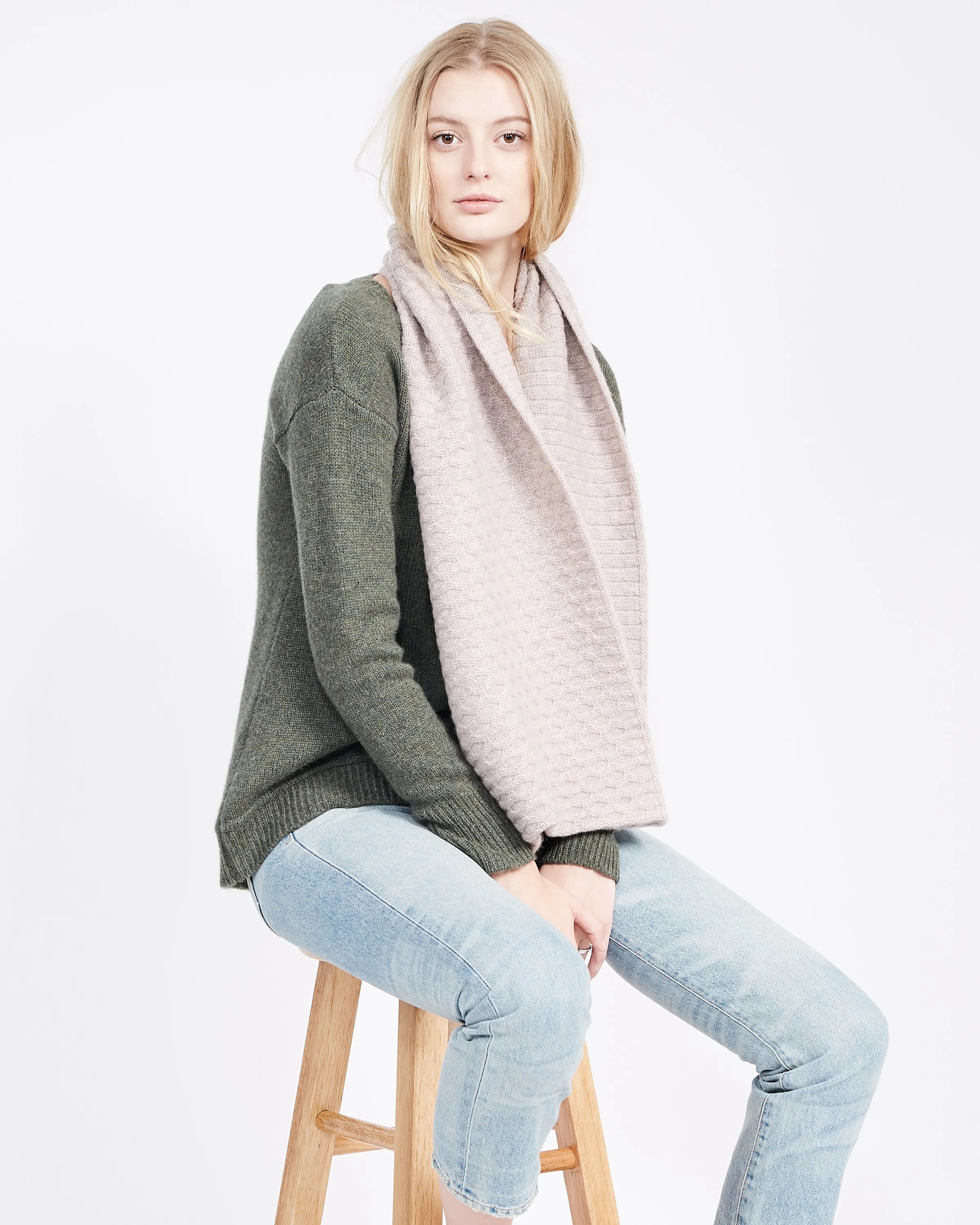 Kara Mixed Stitch Infinity Scarf