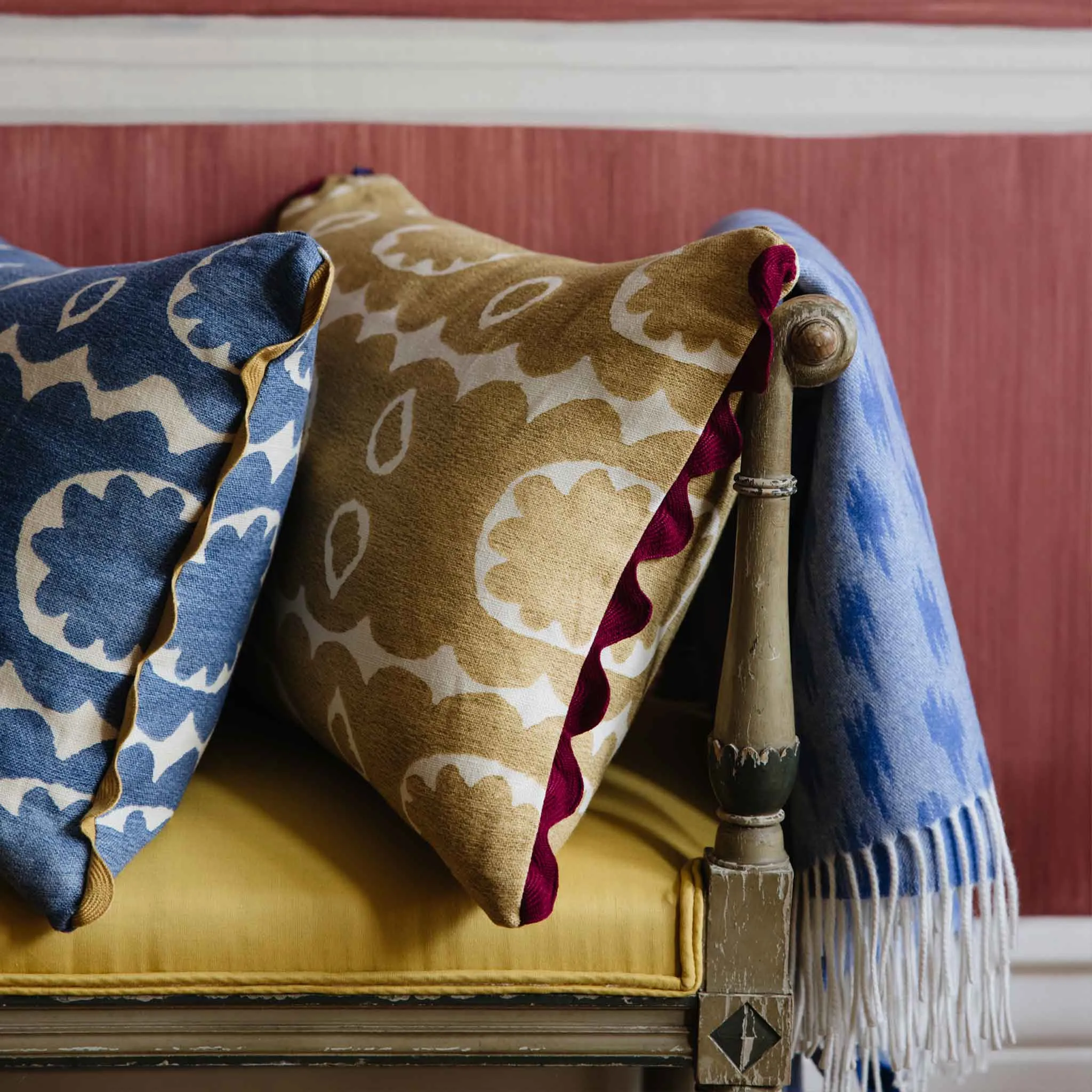 Kemble Blue Cashmere and Merino Wool Throw