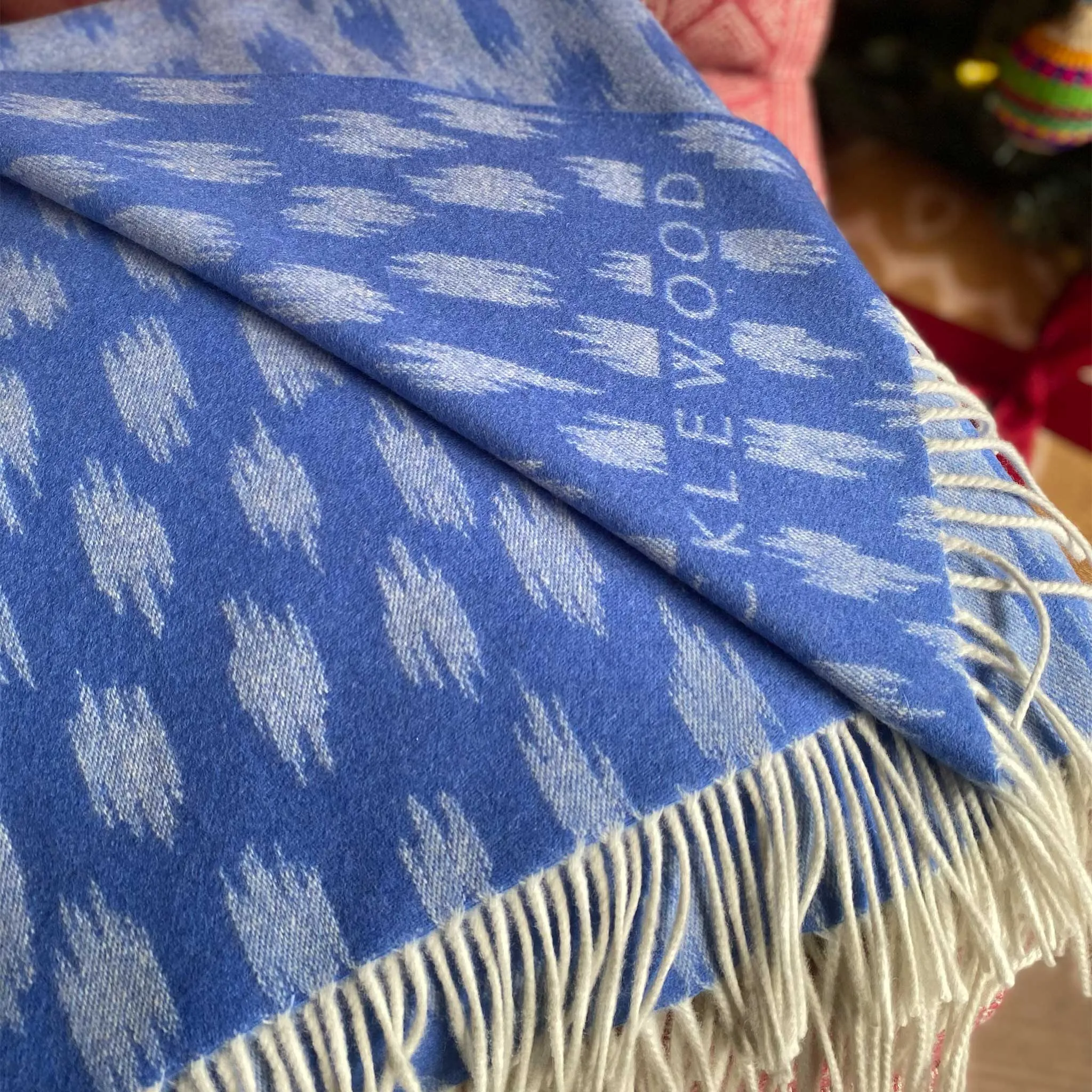 Kemble Blue Cashmere and Merino Wool Throw