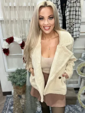 Light Taupe Fuzzy Peacoat Jacket