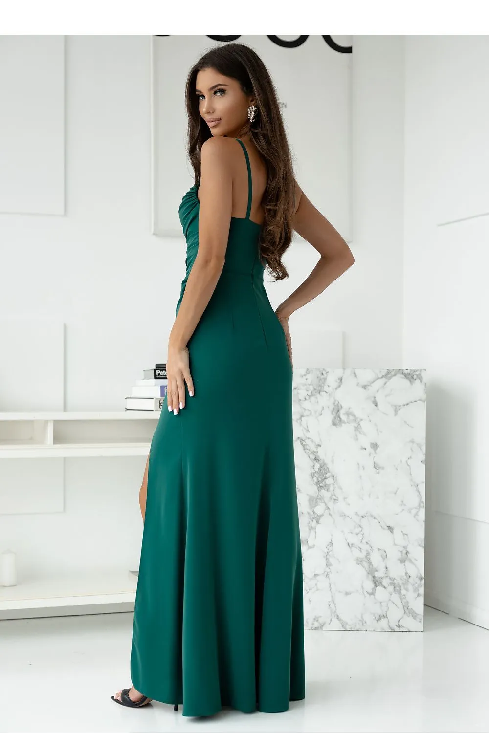 Long evening dress with a side slit