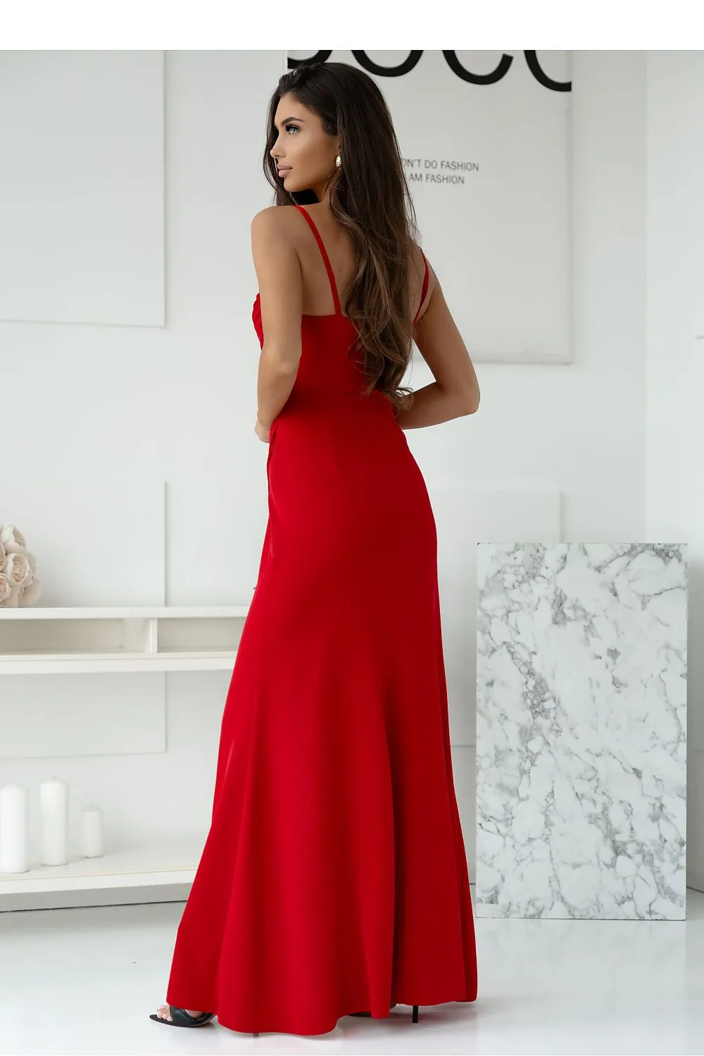 Long evening dress with a side slit