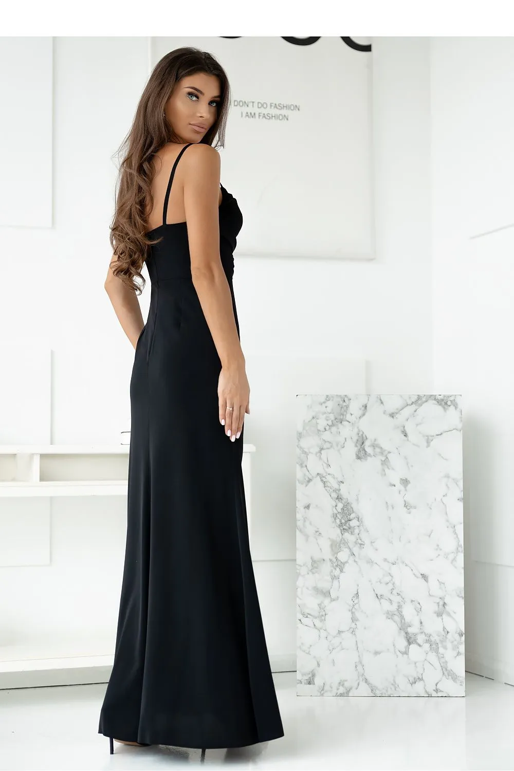 Long evening dress with a side slit
