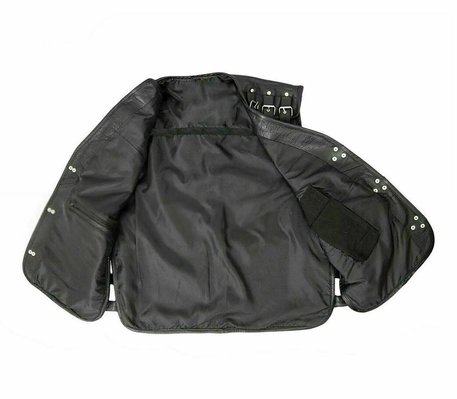 Men's Genuine Leather Biker Waistcoat Vest