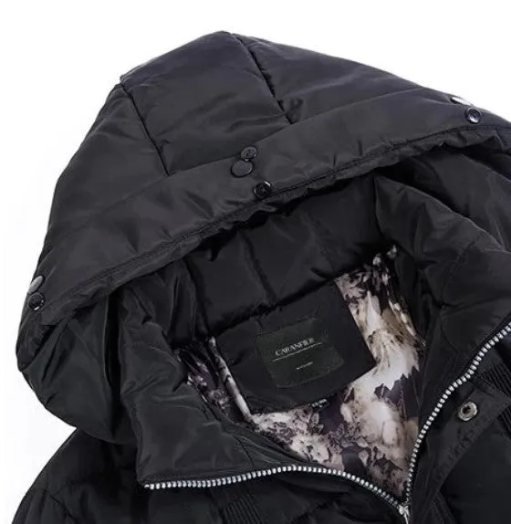 Men's Winter Warm Hooded Padded Quilted Long Parka
