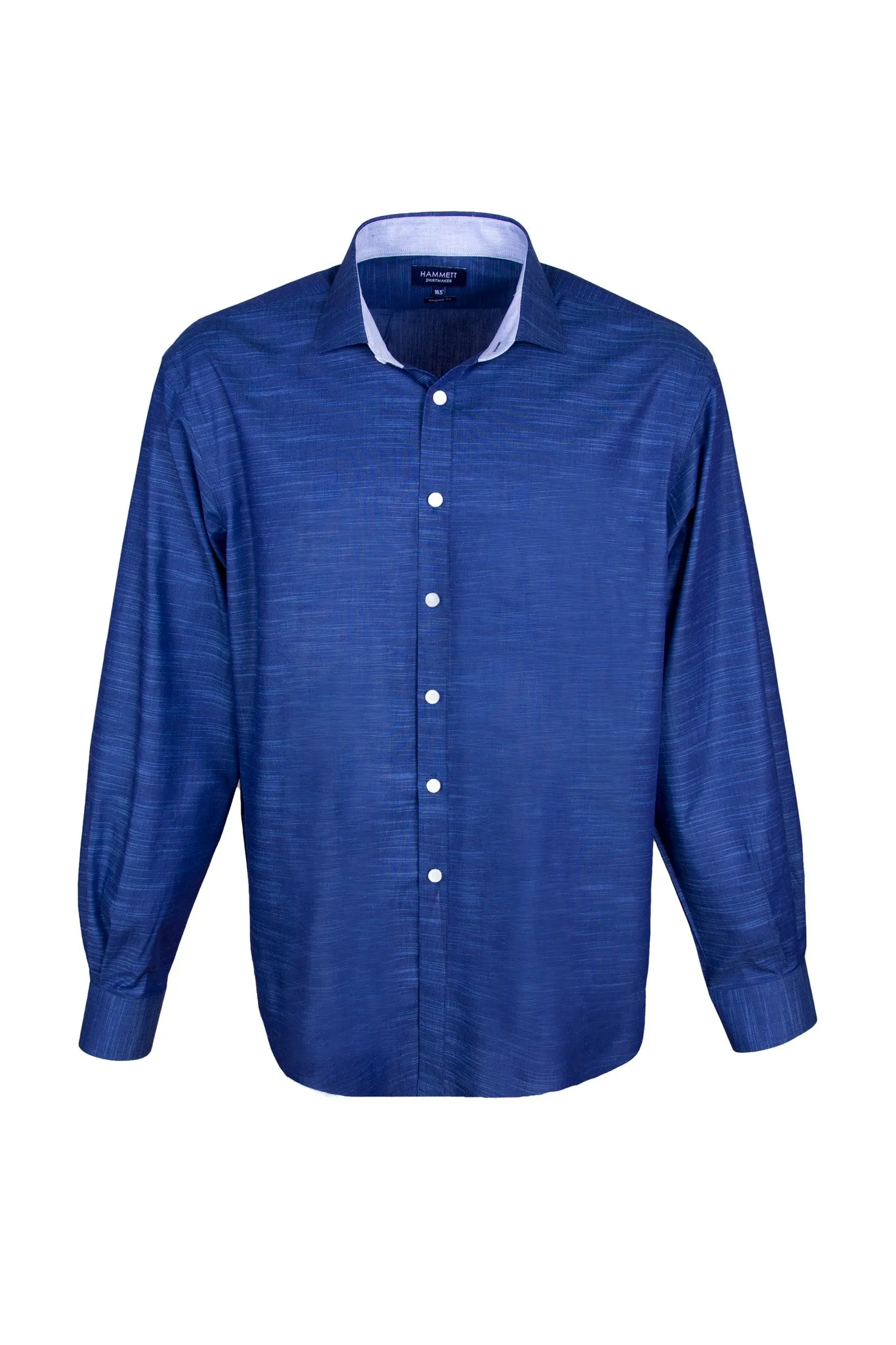 Navy Textured Cotton Sophisticated Smart Casual Men's Shirt