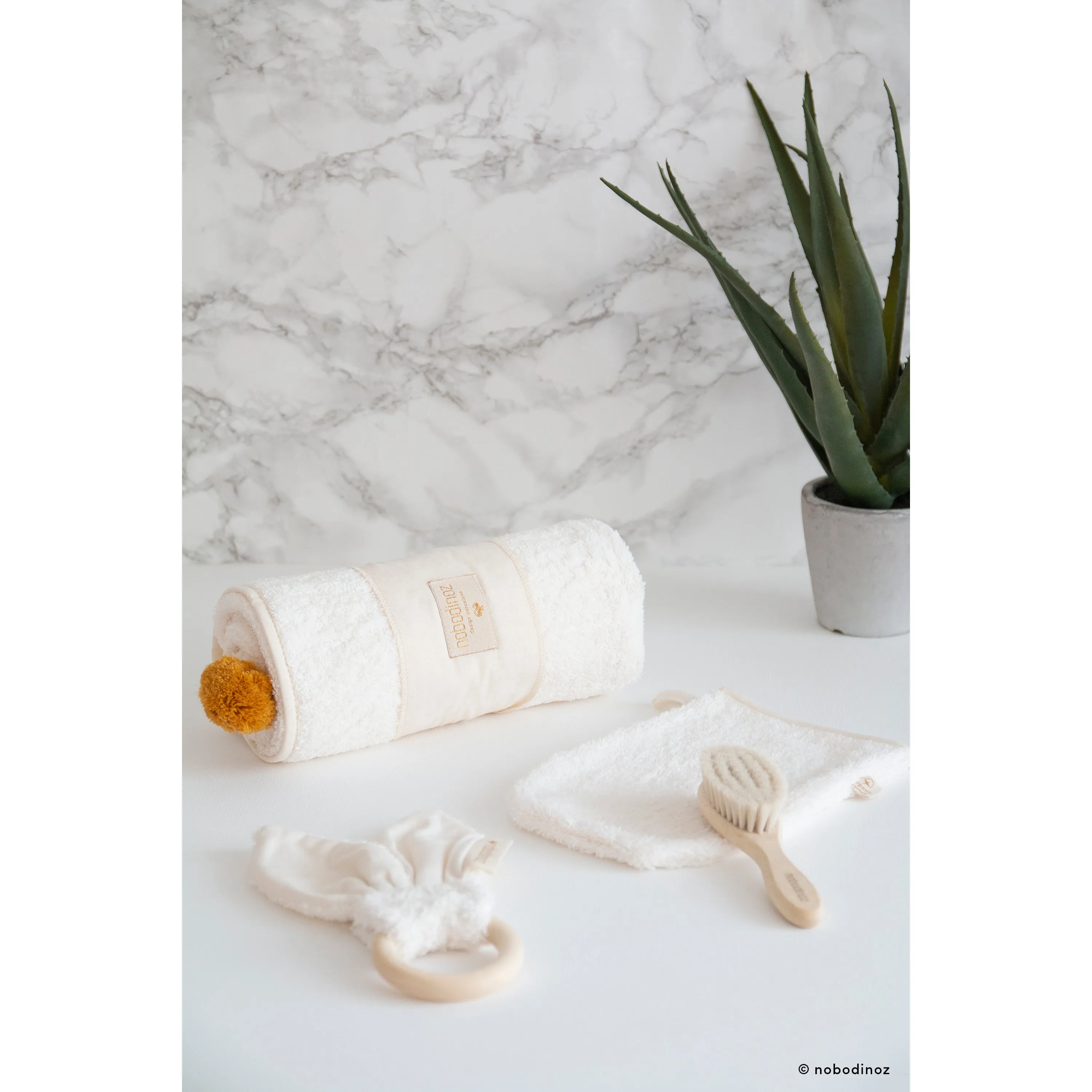 nobodinoz Cute Baby Bath Cape Natural