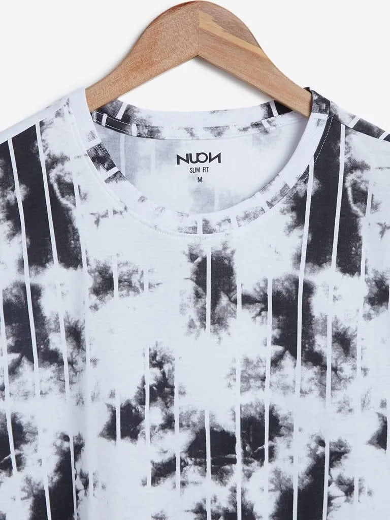 Nuon Black Slim-Fit Abstract Print T-Shirt