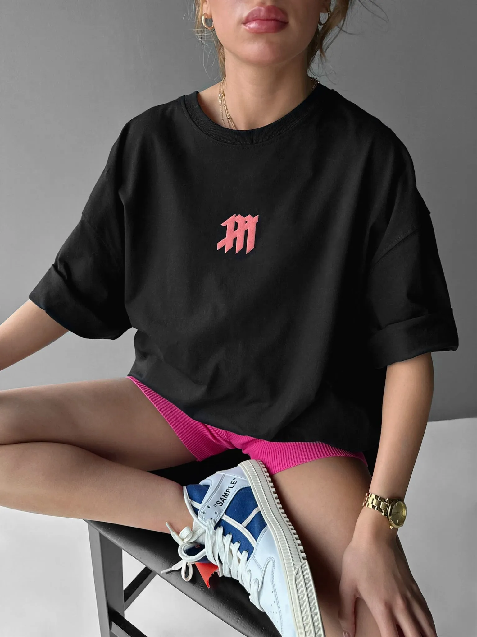 Oversize Mouse T-shirt - Black and Pouder