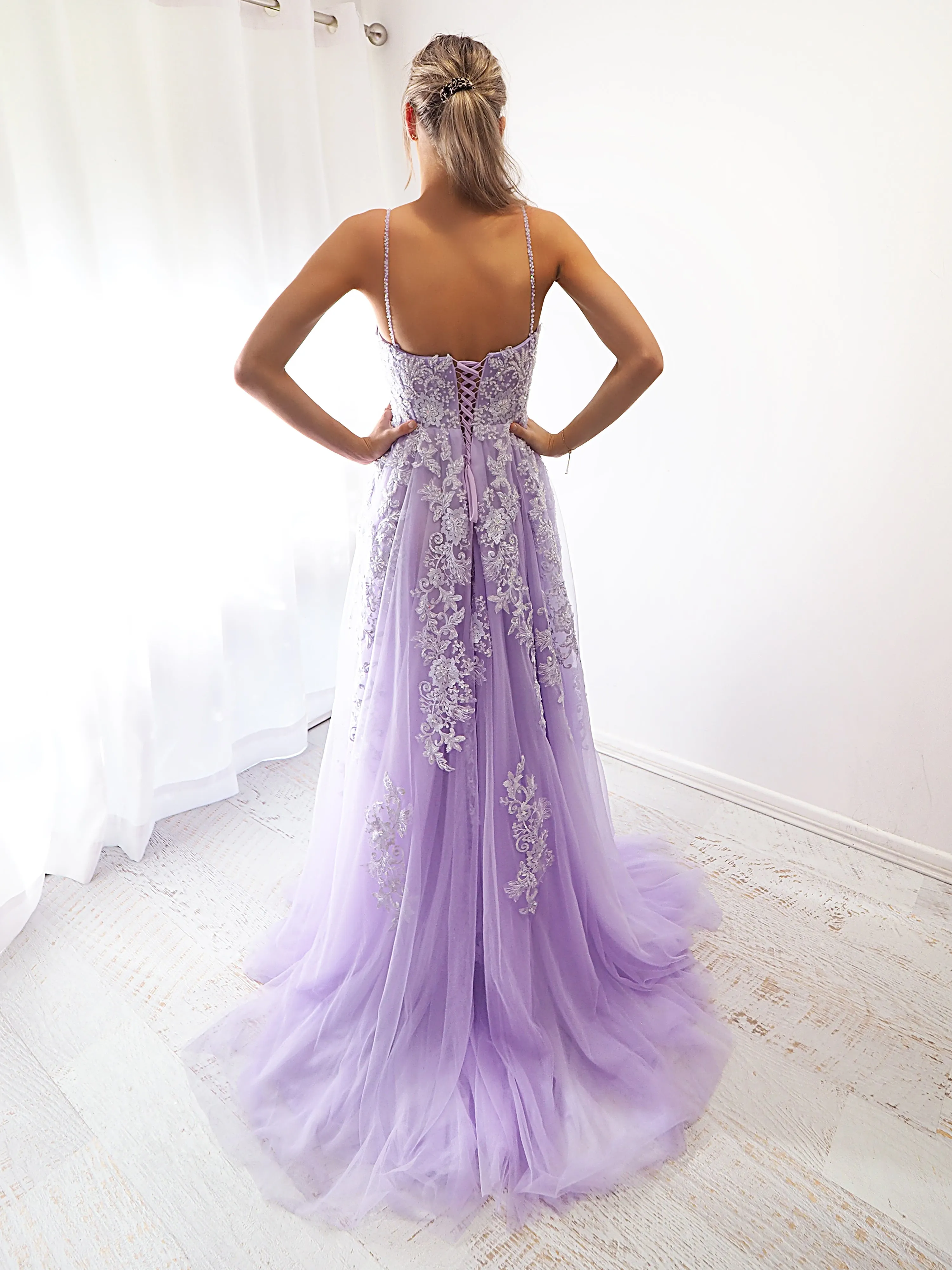 Pastel purple lace dress