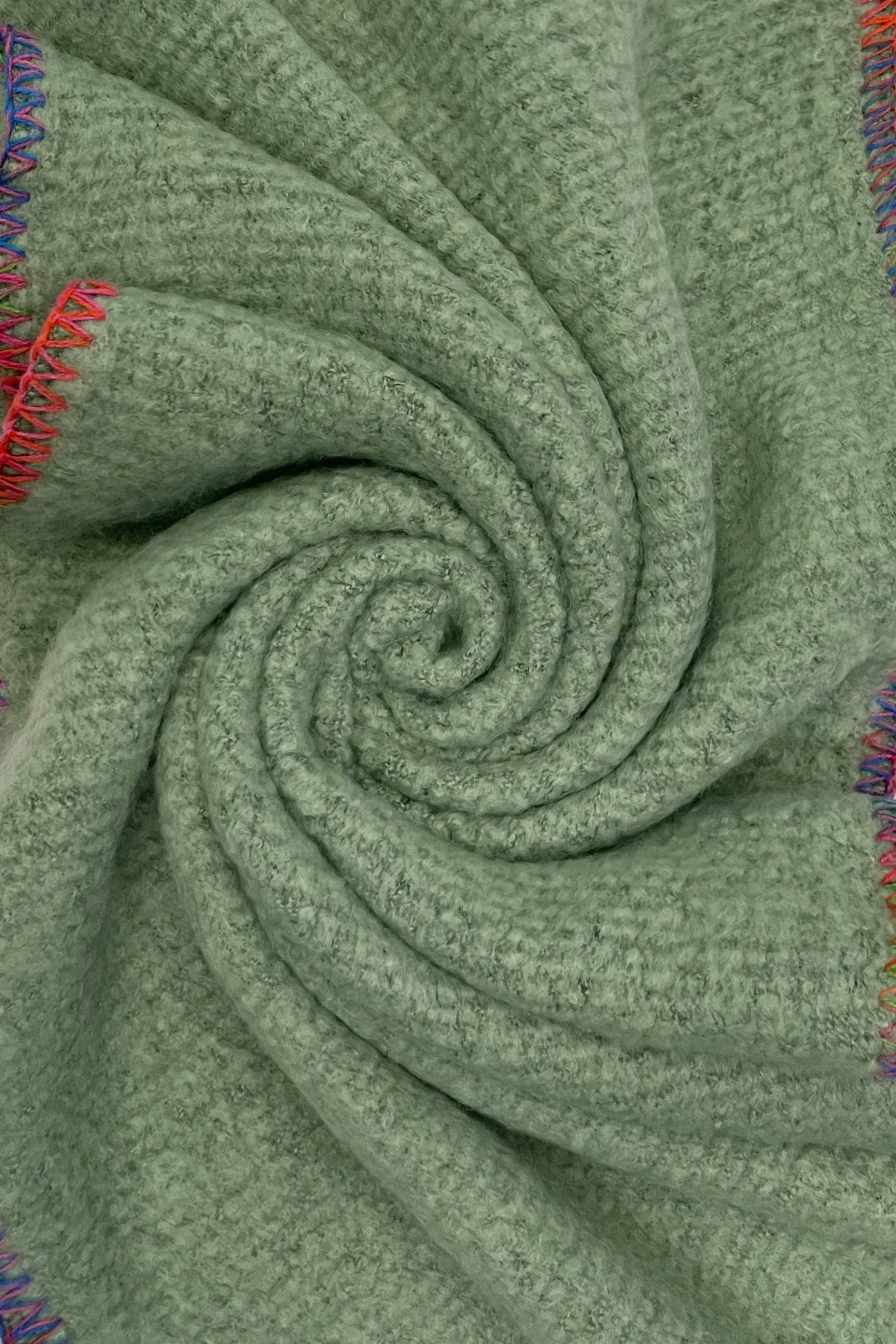 Plain Contrast Stitch Wool Diagonal Edge Scarf