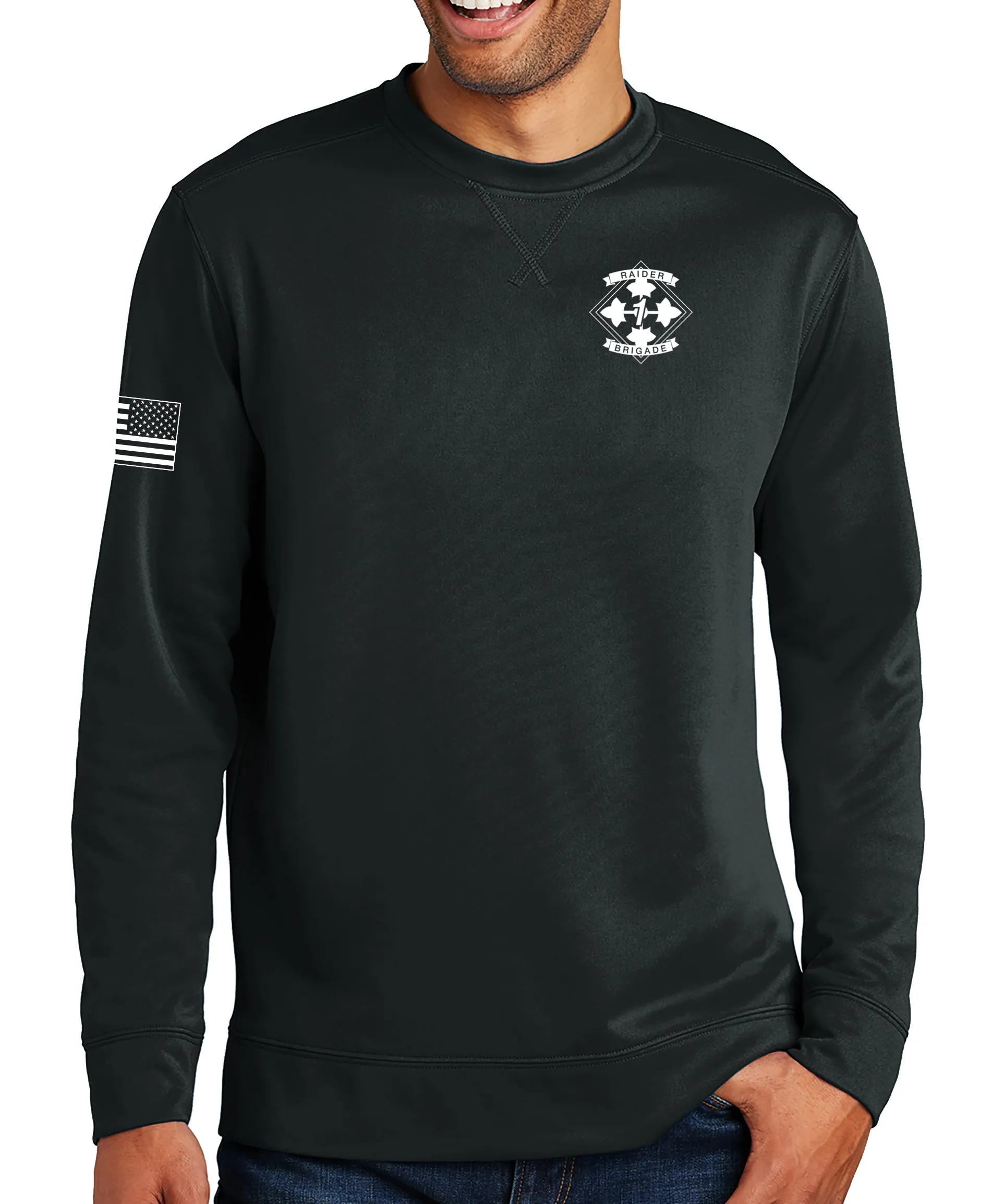 Polyester Crewneck Unisex Sweatshirt (White Design). This shirt IS Approved for PT.