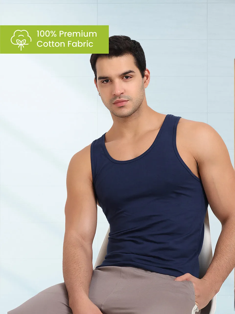 Regular Fit Organic Cotton Comfort Vest for Men-Pack of 4