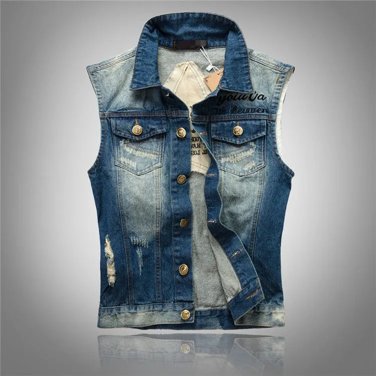 Retro Ripped Star Denim Vest