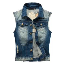 Retro Ripped Star Denim Vest