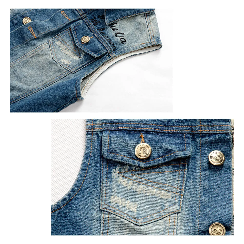 Retro Ripped Star Denim Vest