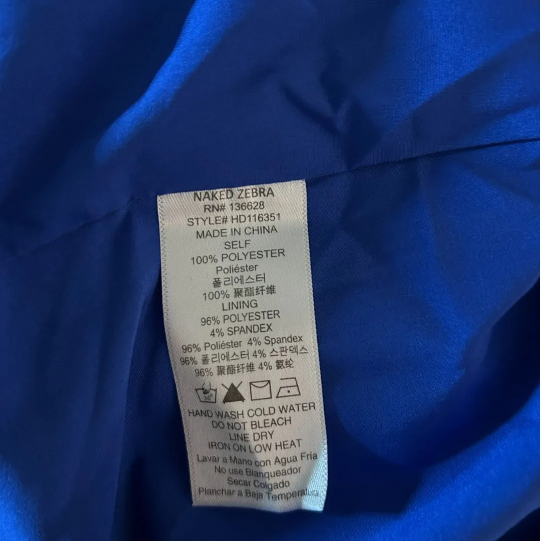 Royal Blue Tiered Ruffle Faux Wrap Dress Sleeveless