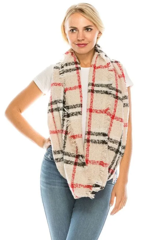 Scottish Plaid Checker Infinity Tassel Scarf