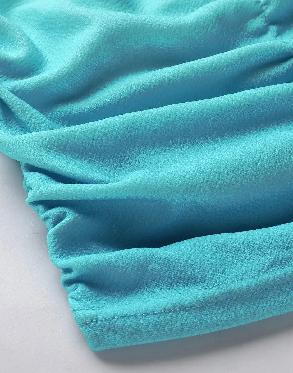 Sky Blue Ruched Bodycon Dress