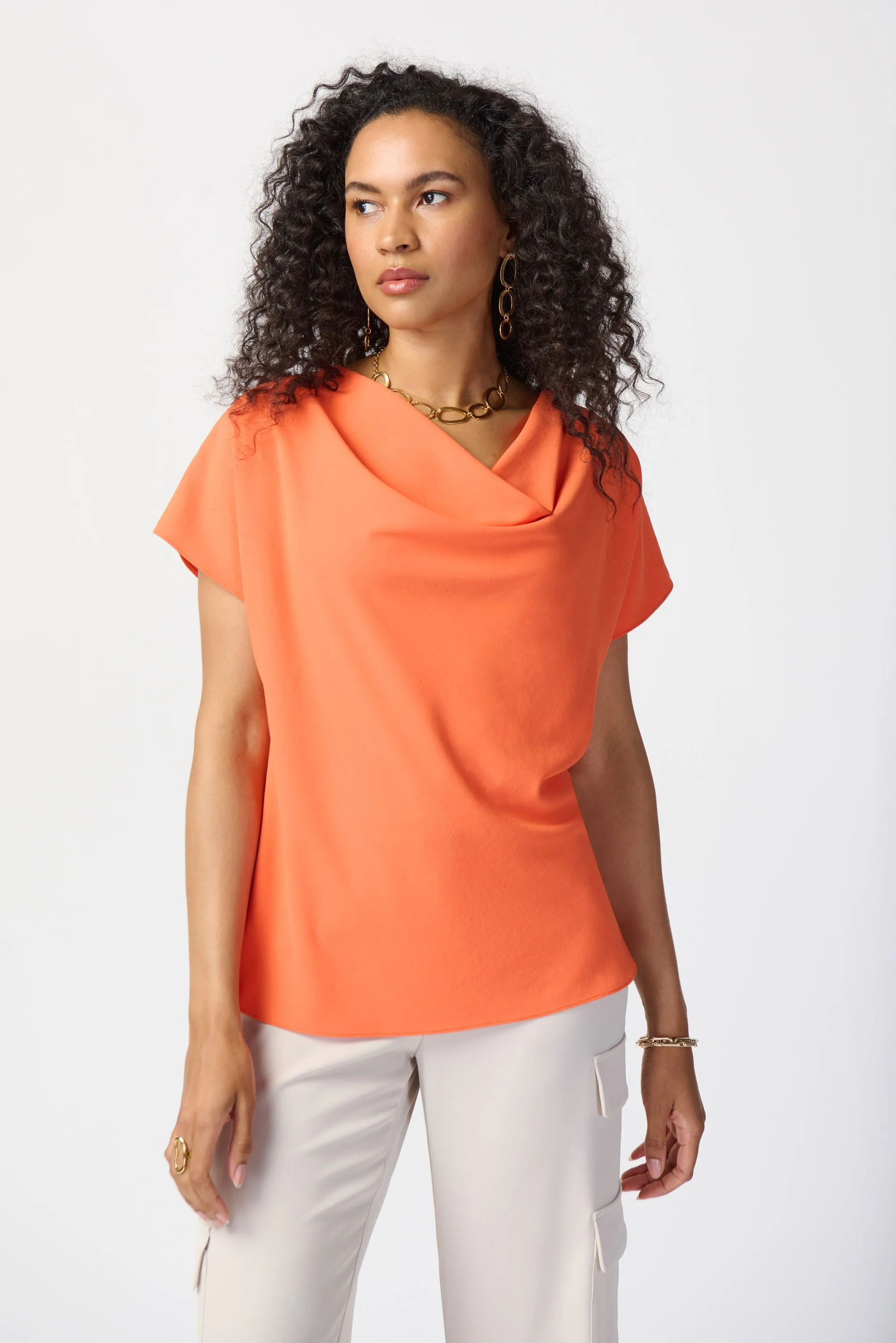 SS DRAPE NECK TOP