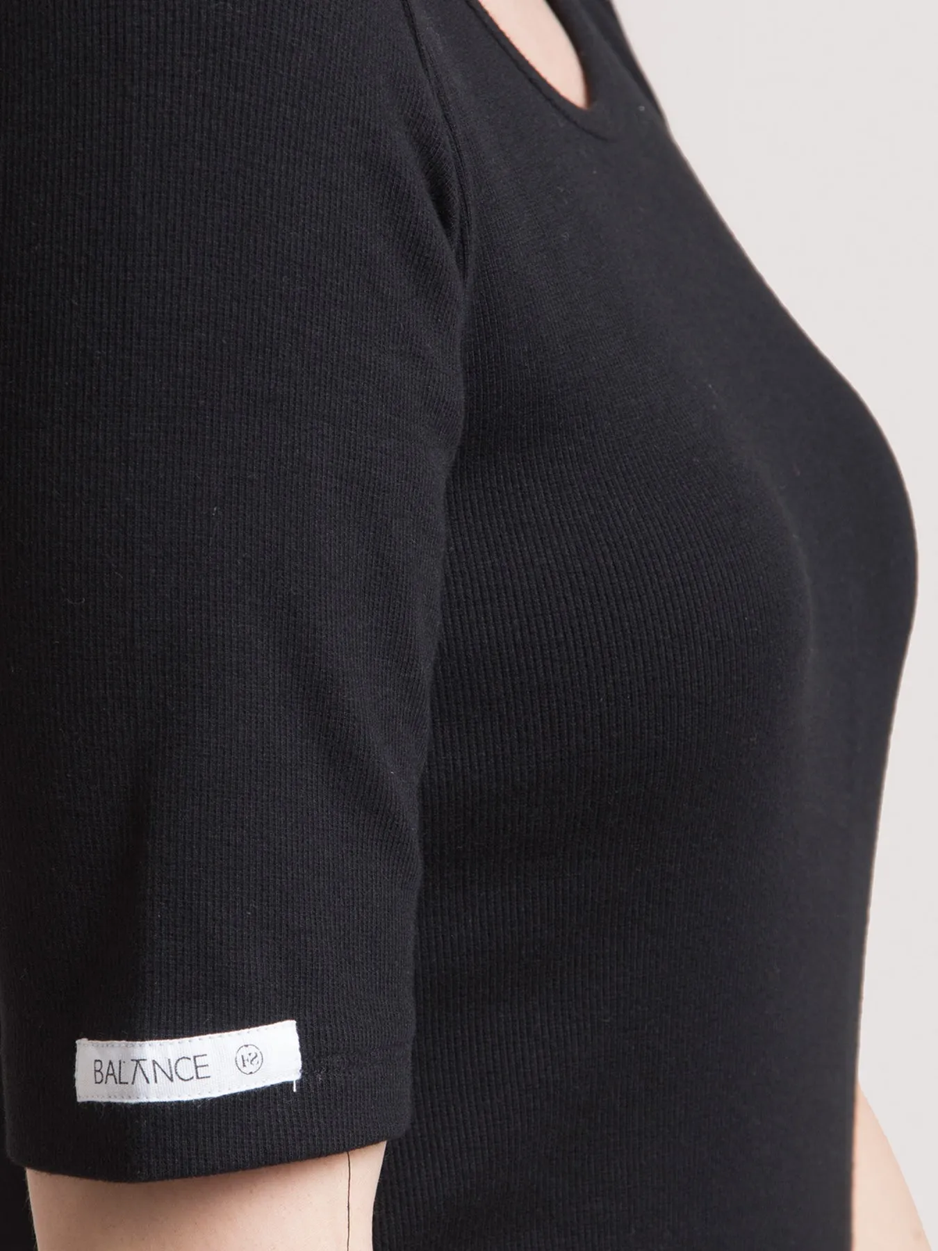 Stretchable Round Neck LivIn Dress - Black