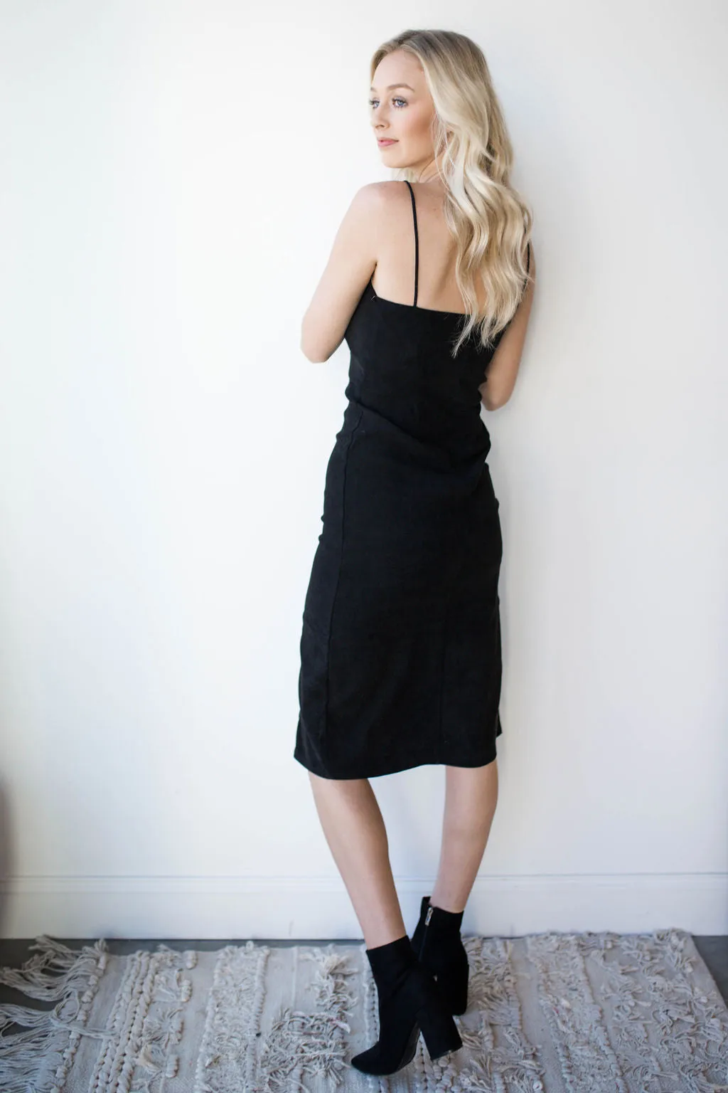 suede midi slip dress