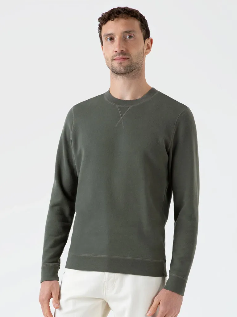 Sunspel Loopback Sweatshirt in Khaki