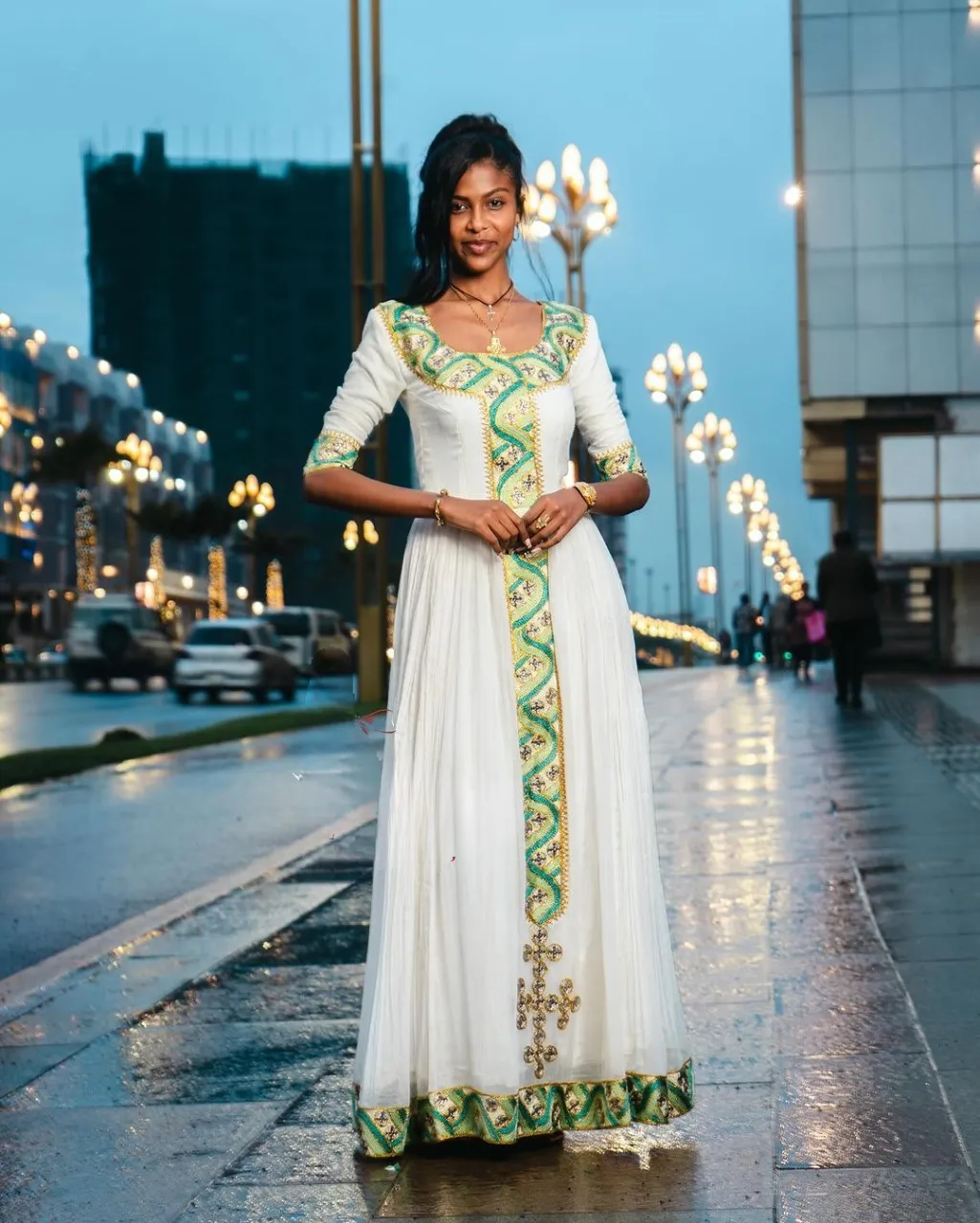 Sweet Light Green Habesha Dress: Easy Yet Beautiful Ethiopian Traditional Dress Ideal for Cultural Events Habesha Kemis