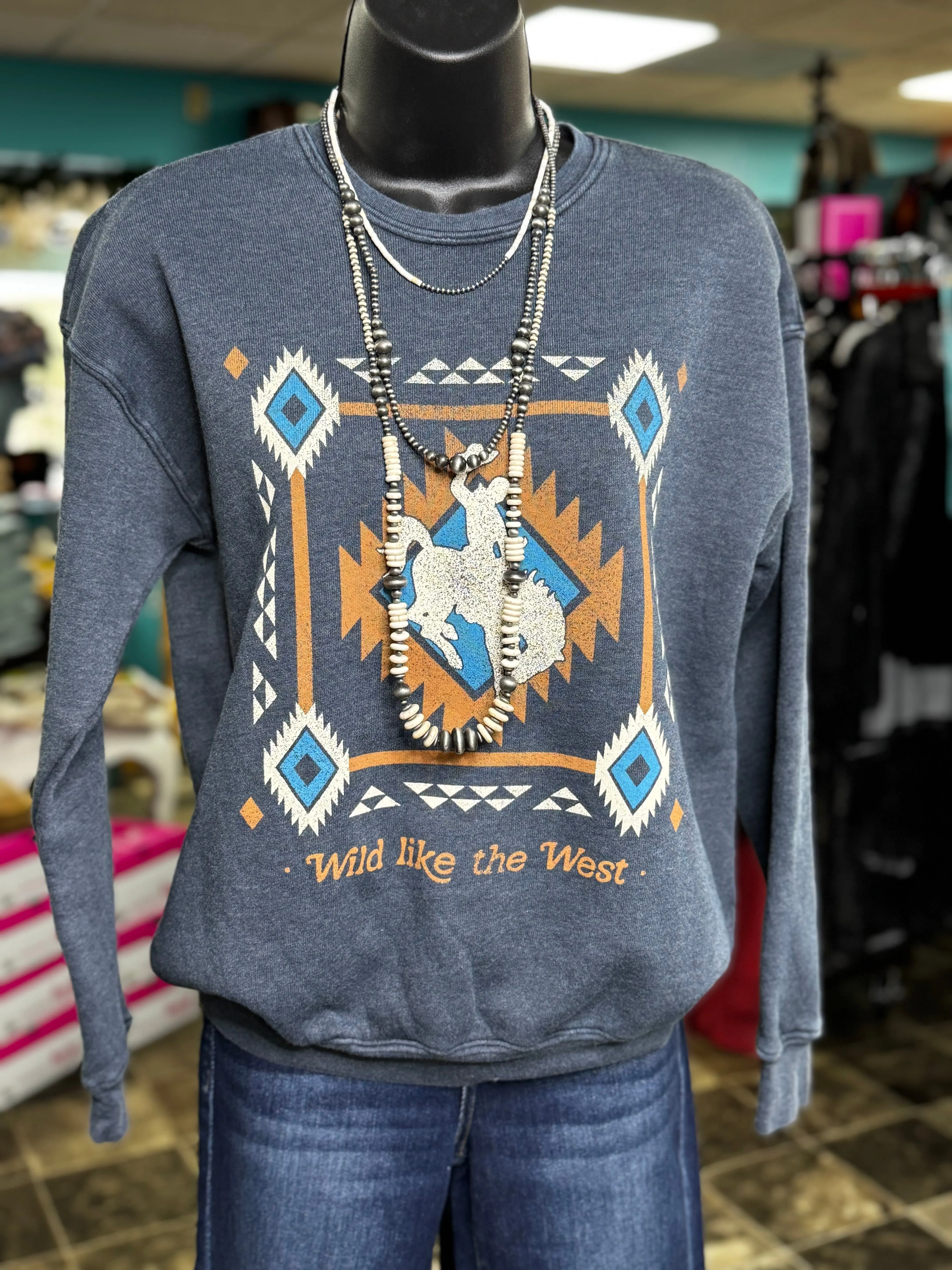 The Blue Aztec Bucking Horse Sweatshirt