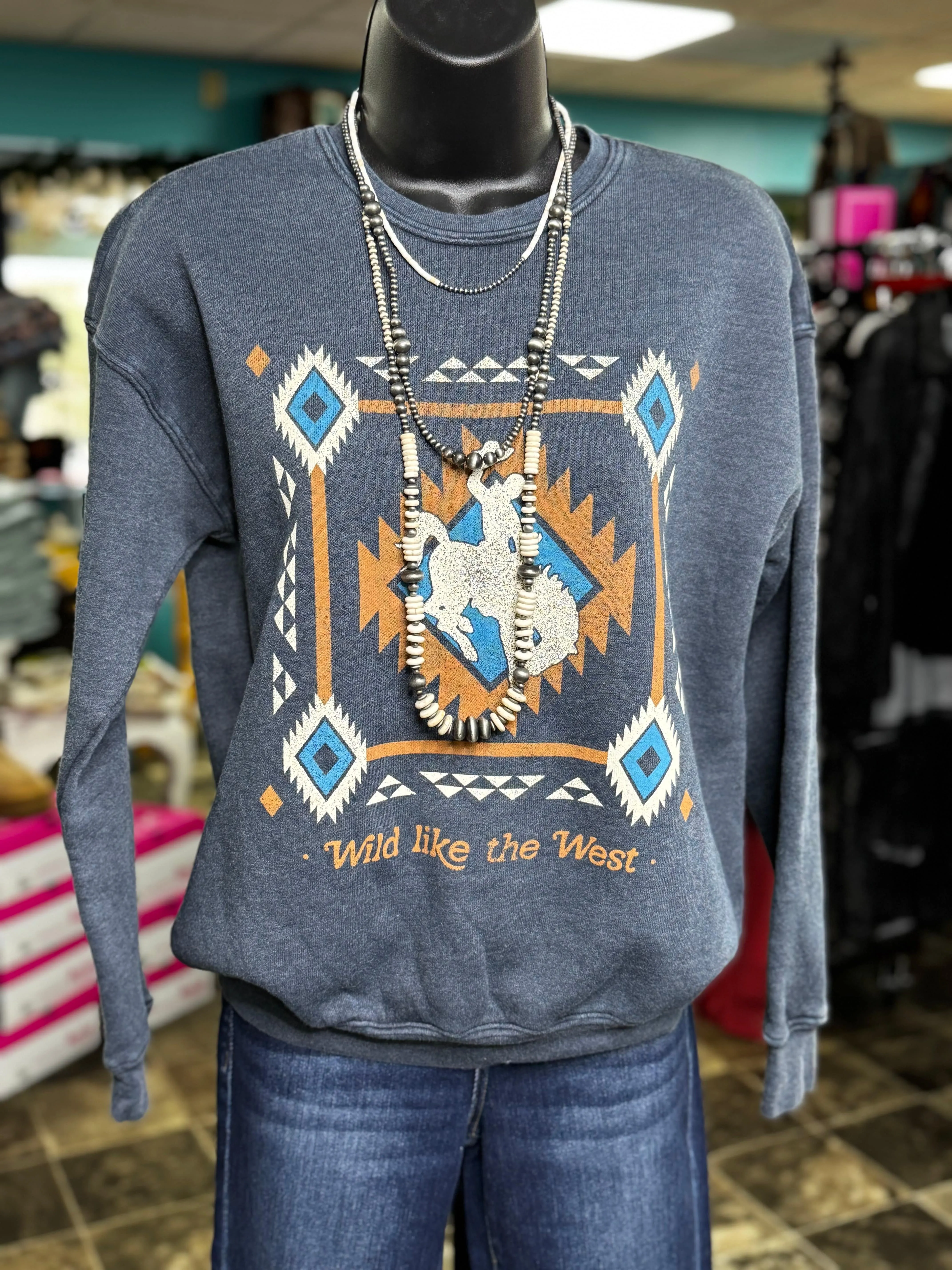 The Blue Aztec Bucking Horse Sweatshirt