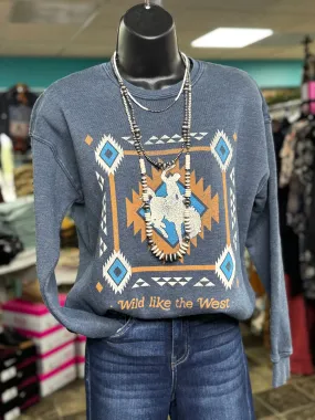 The Blue Aztec Bucking Horse Sweatshirt