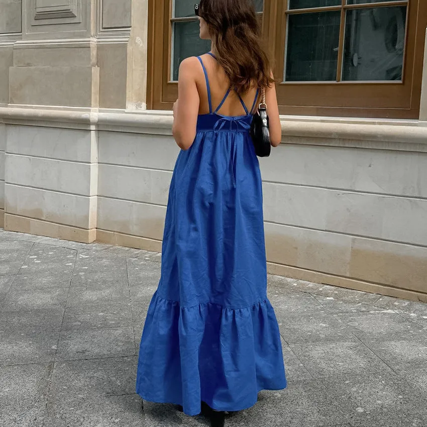 V-neck Backless Sling Dress Design Women - GlamzLife