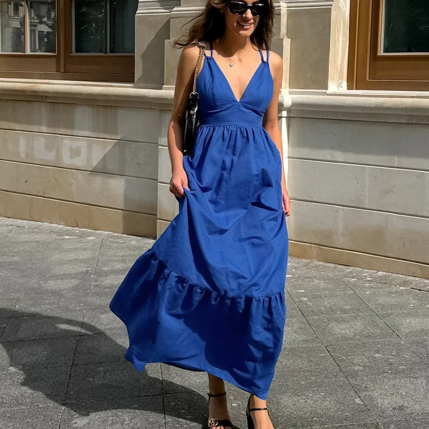 V-neck Backless Sling Dress Design Women - GlamzLife