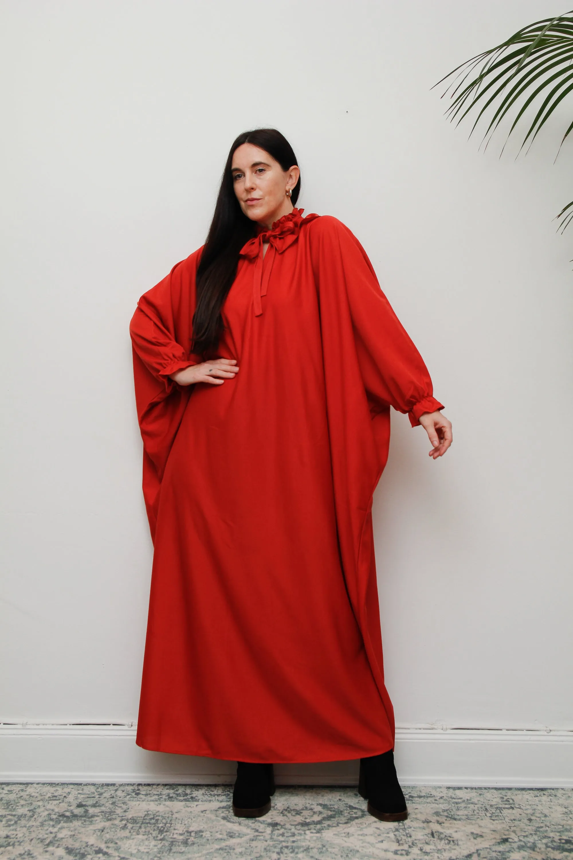 Vintage 1970's Hostess Kaftan Sleeve Maxi Dress