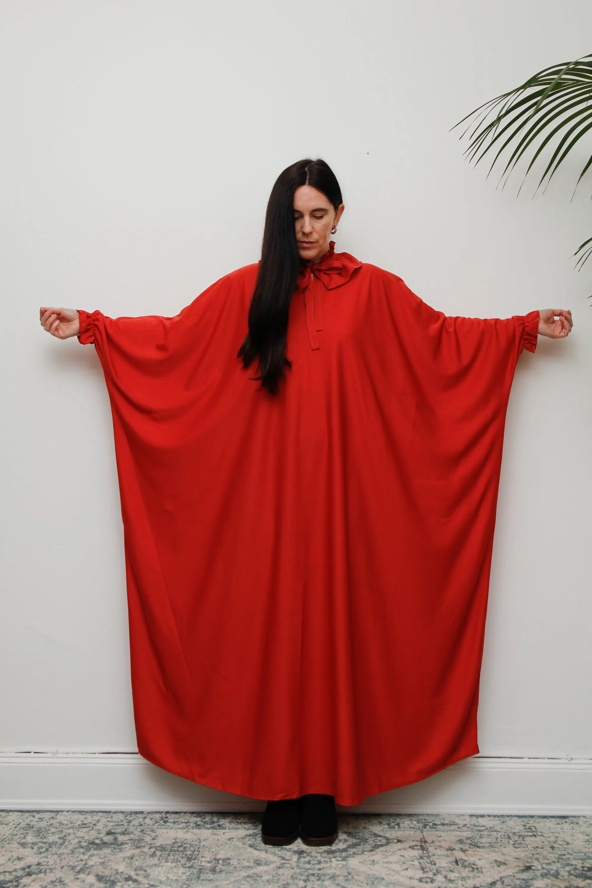 Vintage 1970's Hostess Kaftan Sleeve Maxi Dress
