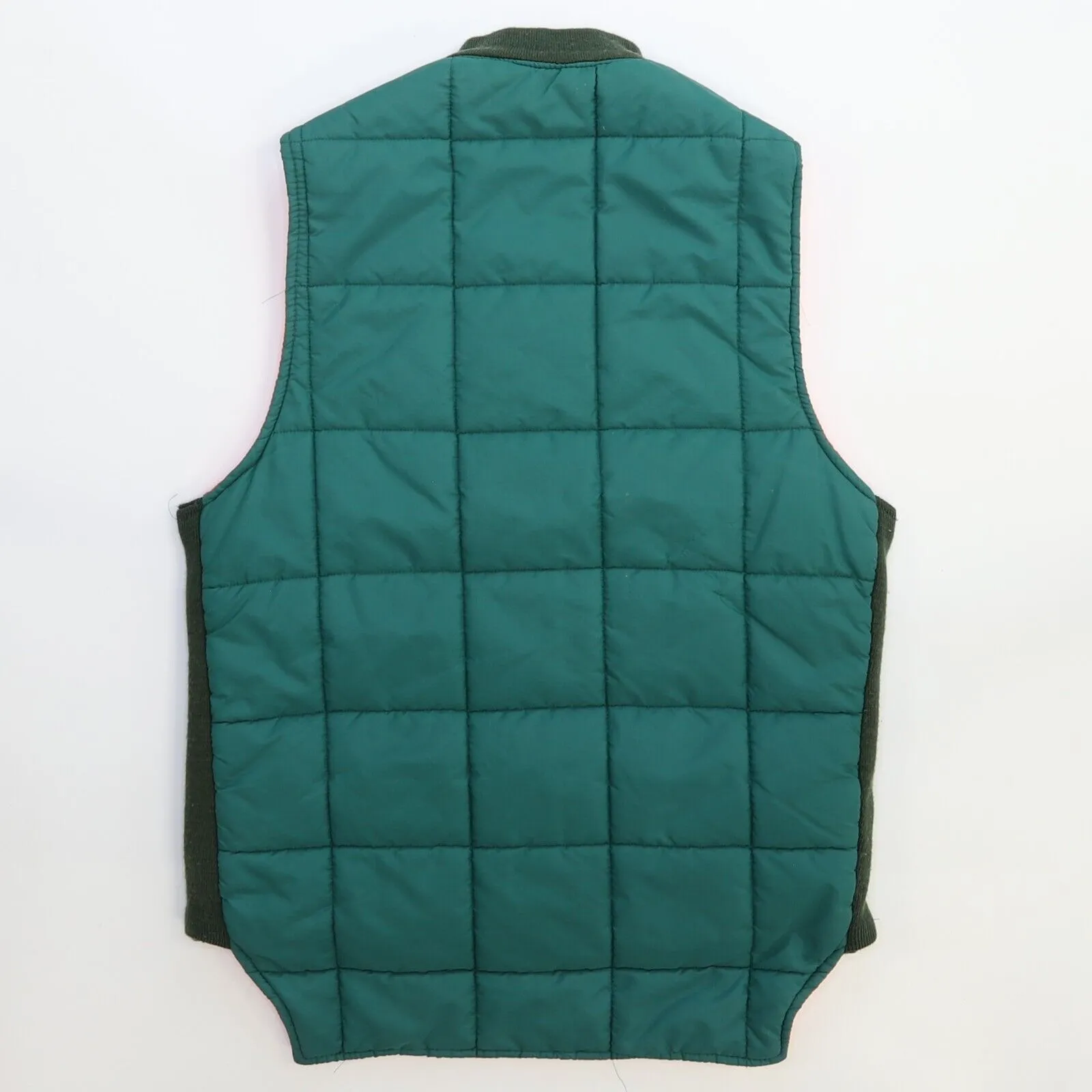 Vintage Quilted Puffer Vest Jacket Size Medium Green Reversible Talon Zip