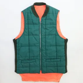 Vintage Quilted Puffer Vest Jacket Size Medium Green Reversible Talon Zip