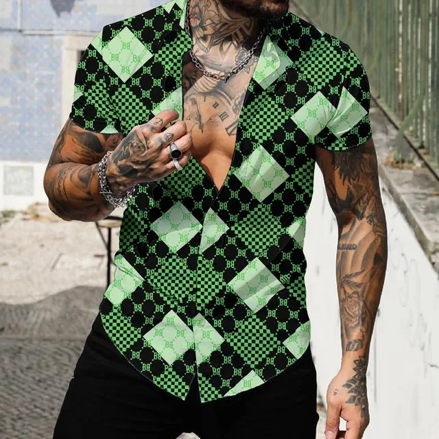 Wiaofellas  -  Abstract Pattern 3d Printing Summer Polo Men's Breathable Short Sleeved Polo Shirt Men's Lapel Men's Casual T-Shirt