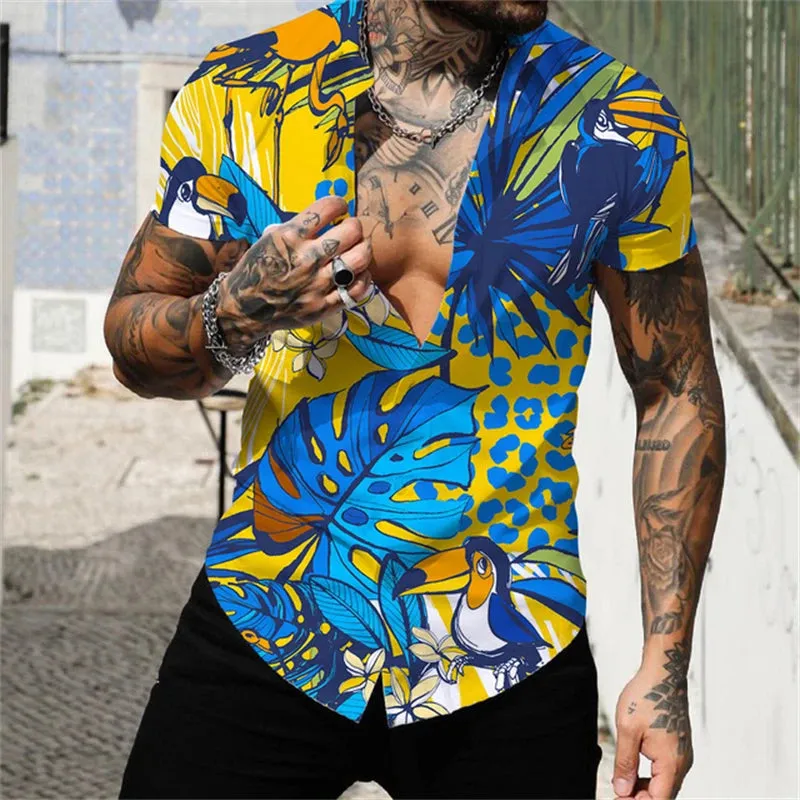 Wiaofellas  -  Abstract Pattern 3d Printing Summer Polo Men's Breathable Short Sleeved Polo Shirt Men's Lapel Men's Casual T-Shirt
