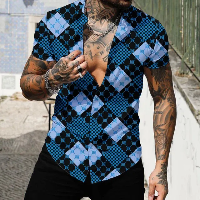 Wiaofellas  -  Abstract Pattern 3d Printing Summer Polo Men's Breathable Short Sleeved Polo Shirt Men's Lapel Men's Casual T-Shirt