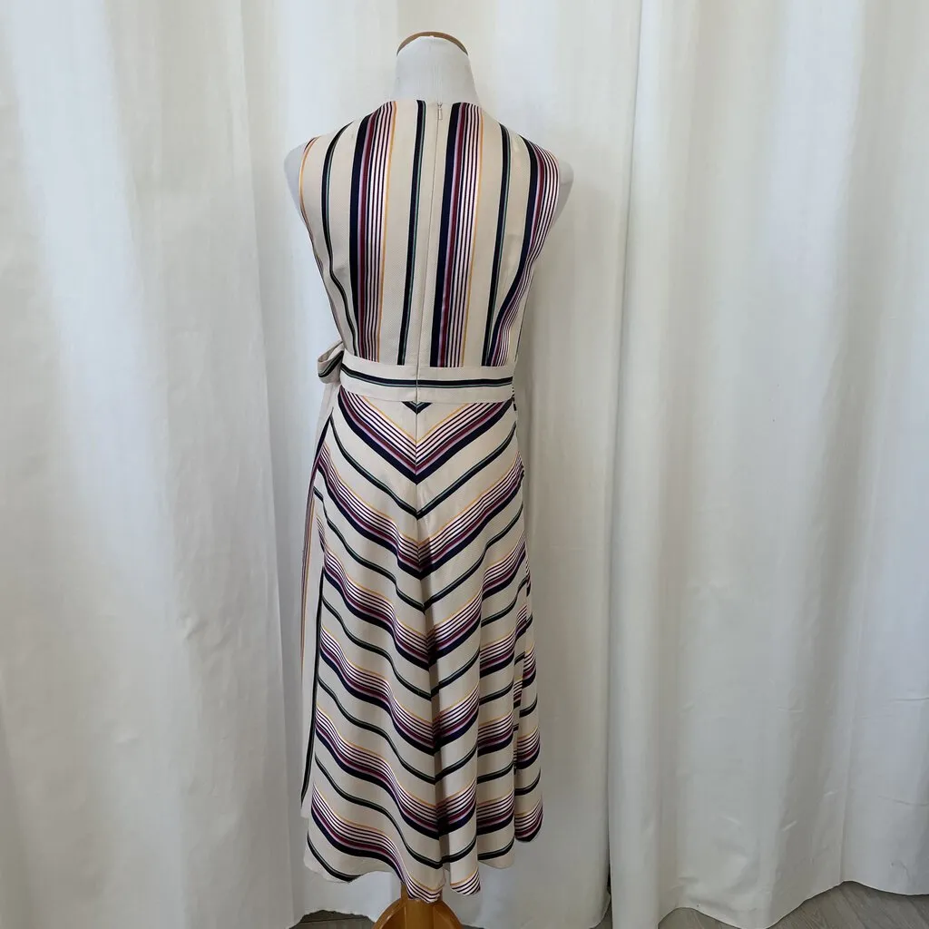 women Karen Millen Karen Millen Striped Faux Wrap Dress Size 8 Dress