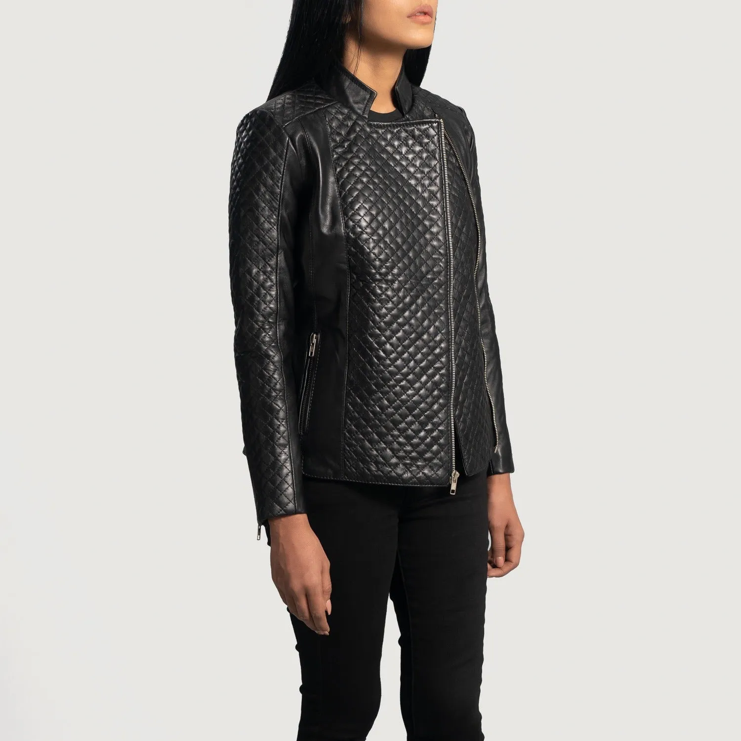 Women Orient Quilted Biker Jacket