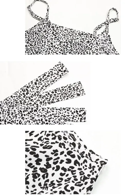 Women’s Leopard Print V-Neck Sleeveless Dress with Waist Tie S-XL