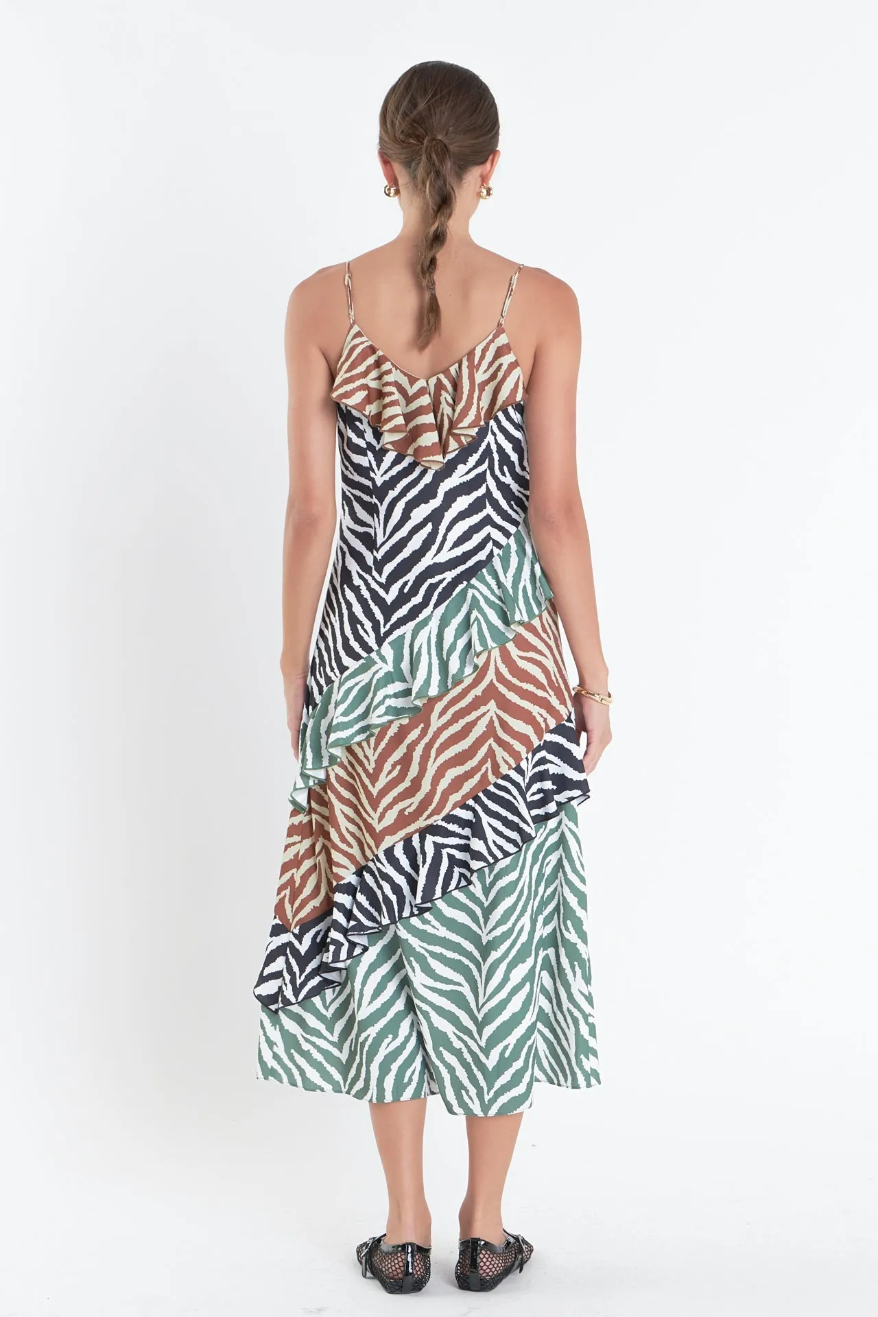 Zebra Print Color blocked Slip Dress
