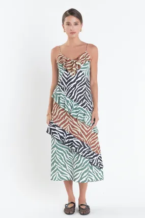 Zebra Print Color blocked Slip Dress